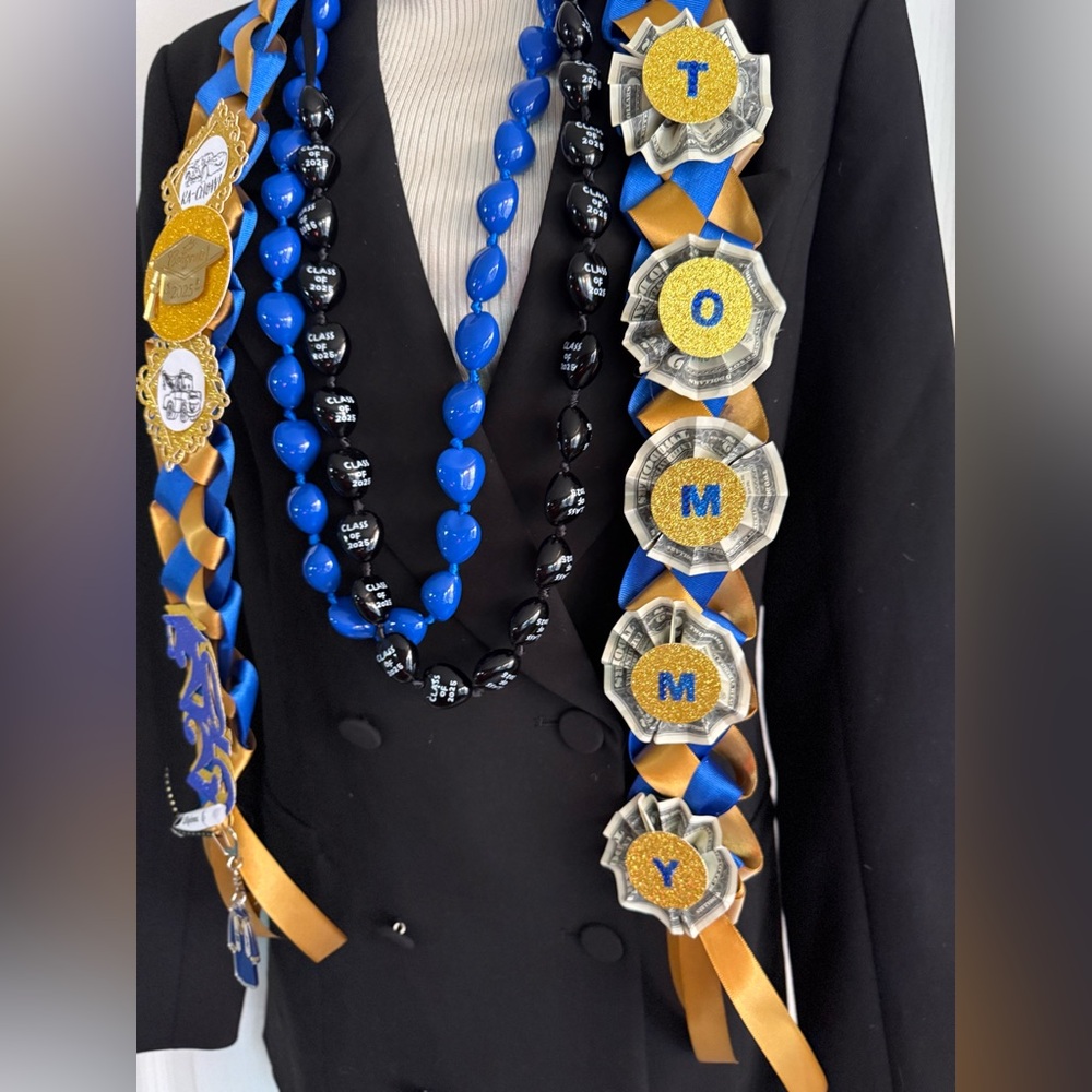 Graduation leis, or  homecoming mums custom-made specially designed for custom